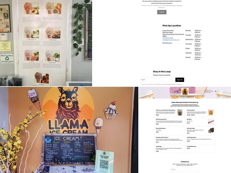 Llama Ice Cream Menu