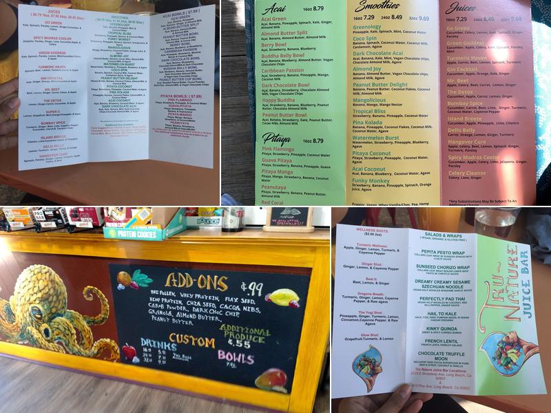 Tru Nature Juice Bar Menu