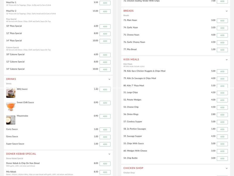 The kebab house Newry Menu