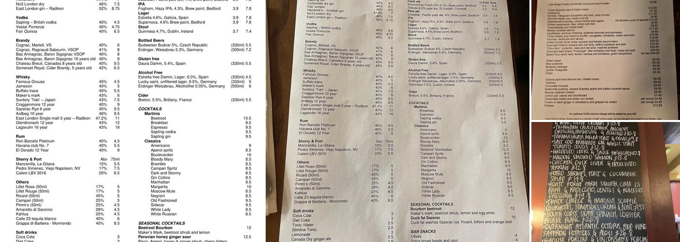 The Anchor & Hope Menu