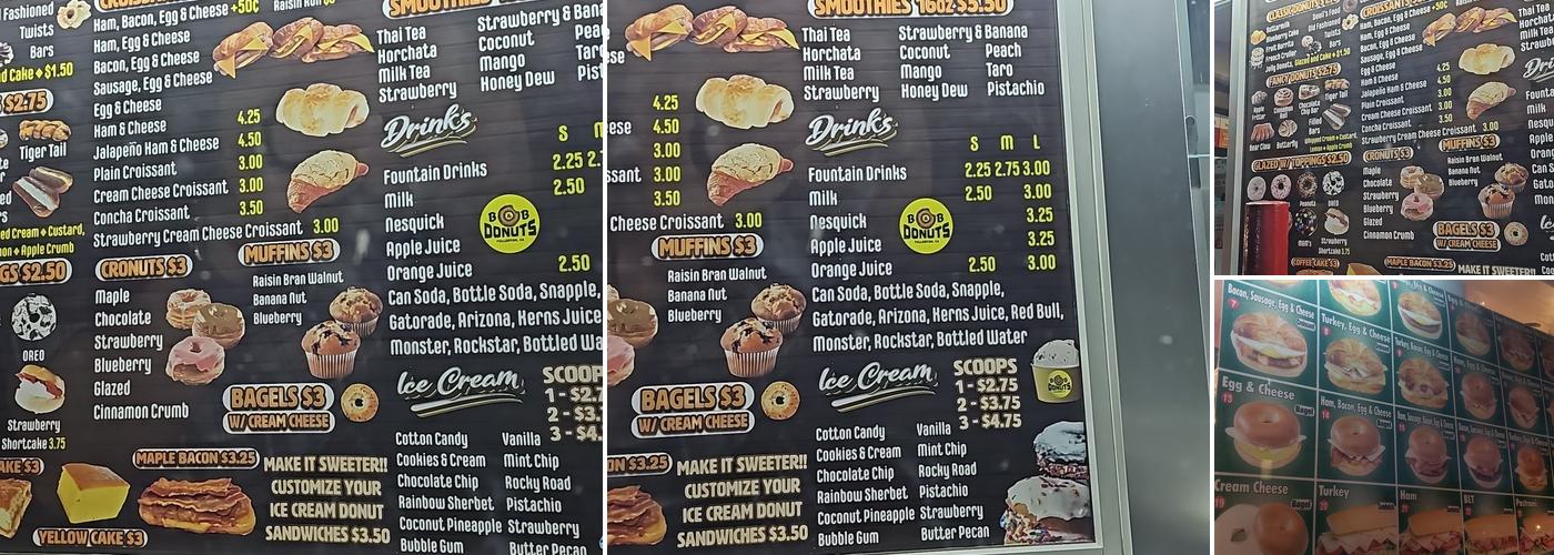 B & B Donuts Menu