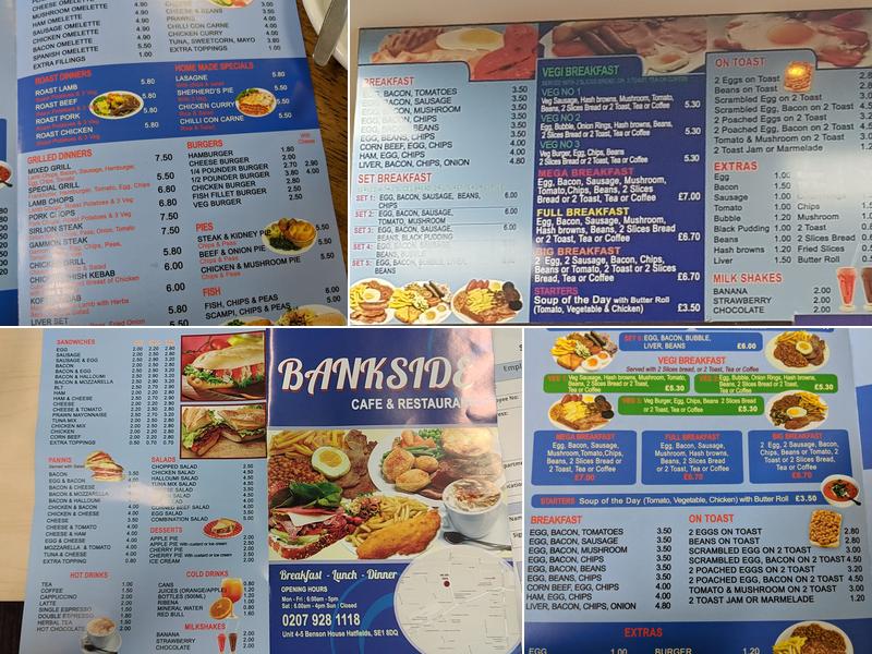 The Bankside Cafe. Menu