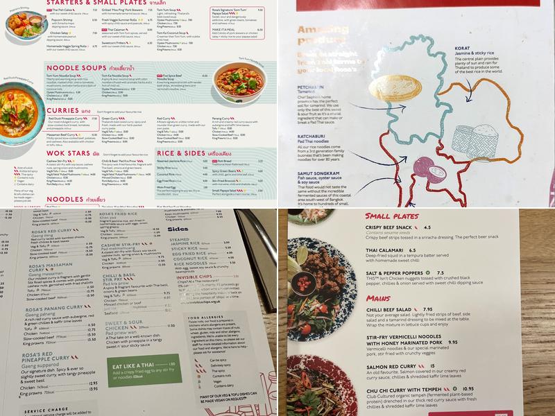 Rosa's Thai Waterloo Menu