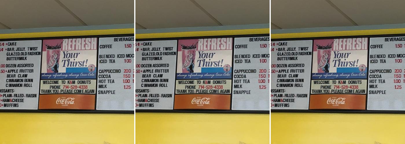 K & M Donuts Menu