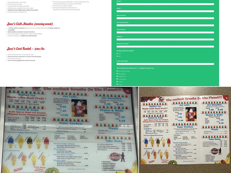 Joe's Italian Ice Menu