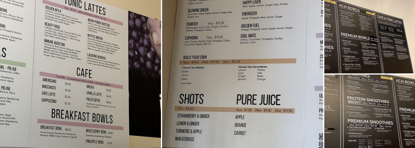 Impact Juice Bar Menu