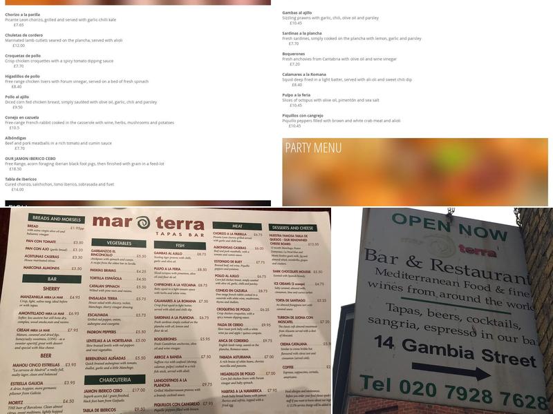 Mar I Terra Menu