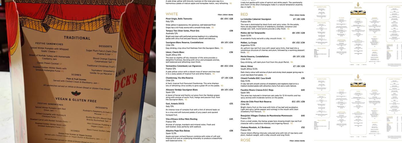 Haxells Restaurant & Bar Menu