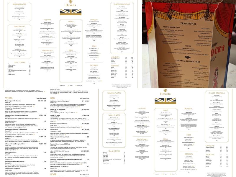 Haxells Restaurant & Bar Menu
