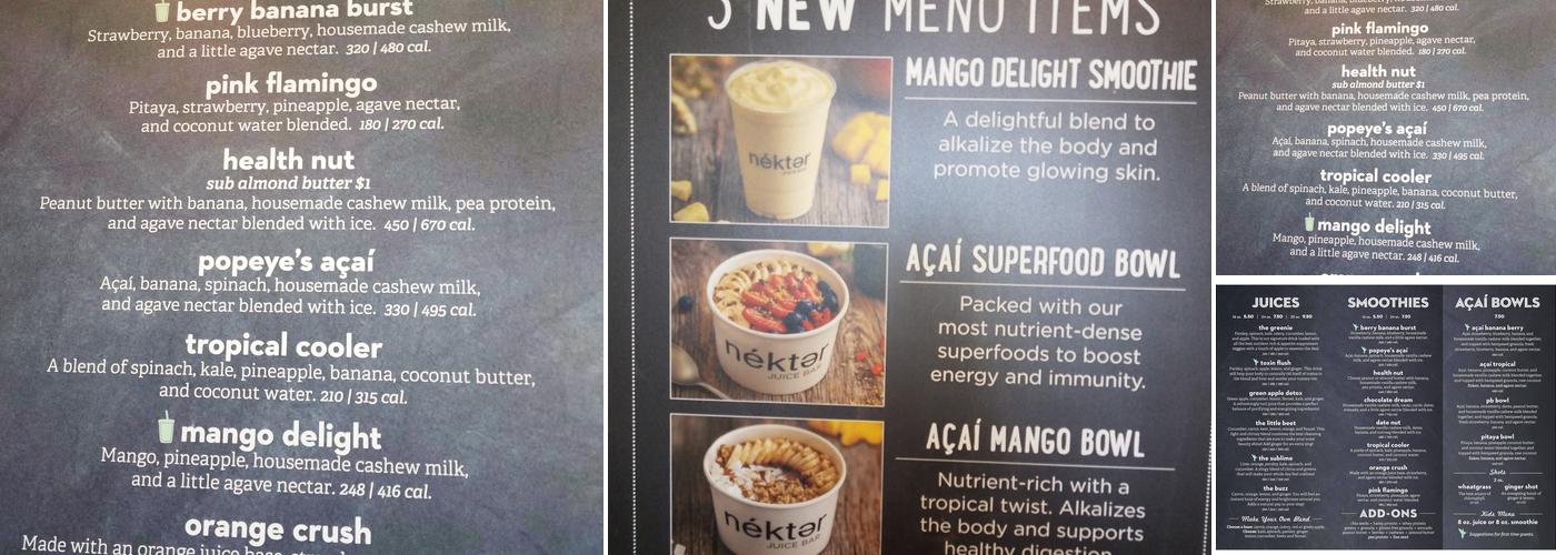 Nekter Juice Bar Menu