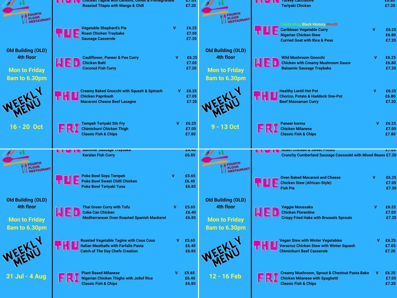 LSE 4th floor restaurant Menu