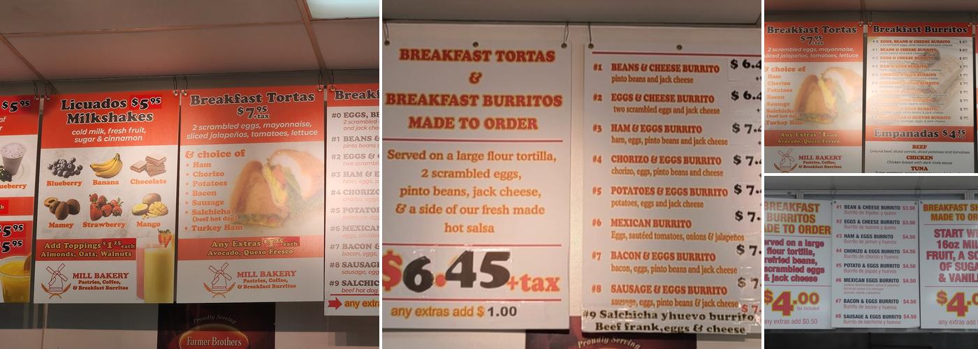 Mill Bakery Menu