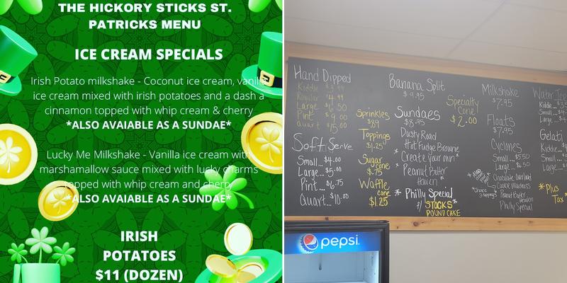 Hickory Stick Ice Cream On 7th Street Menu