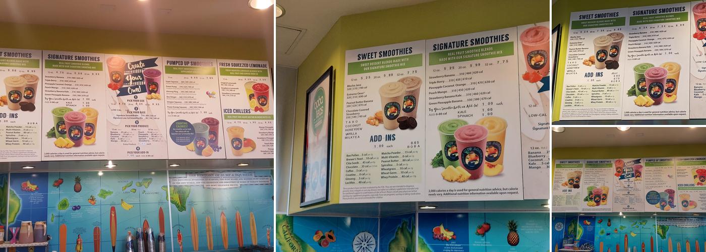 Surf City Squeeze Menu