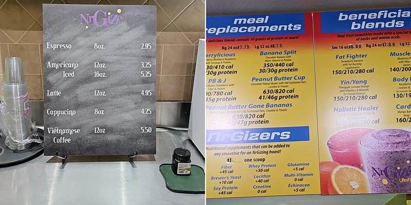 Nrgize Menu