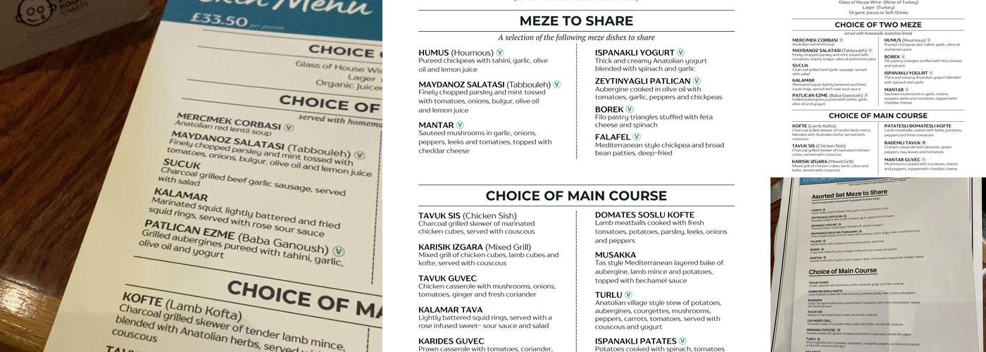 Tas Restaurant Borough Menu