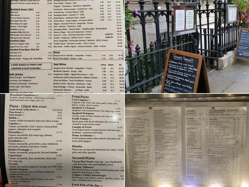 Tempio Bar & Restaurant Menu