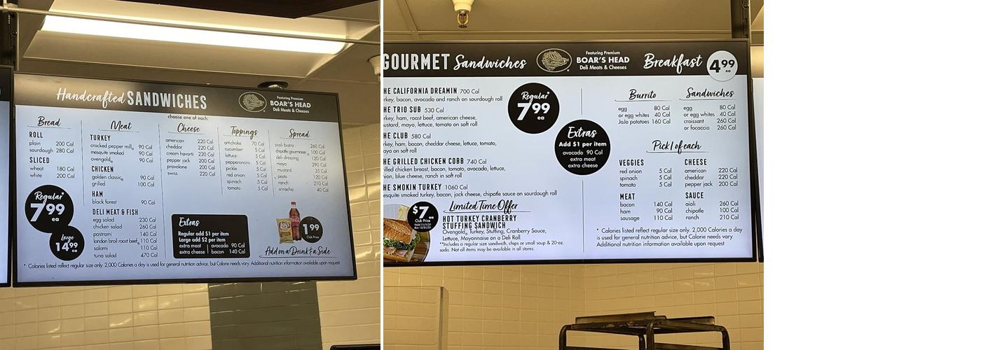 Safeway Bakery. Menu