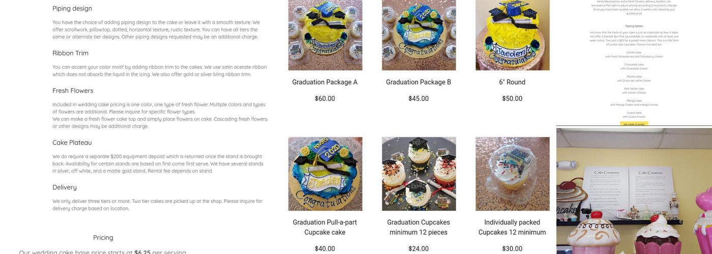 Minia's Bake Shop Menu