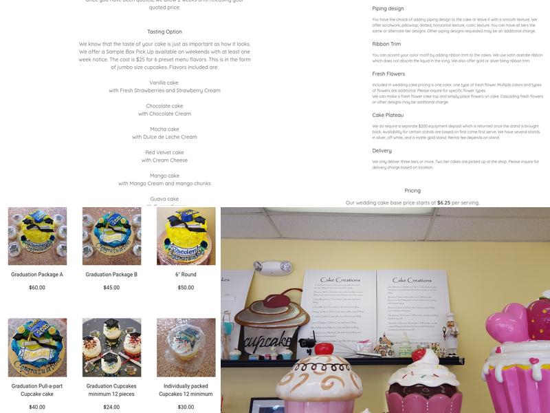 Minia's Bake Shop Menu