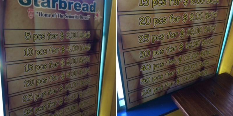 Starbread Bakery Menu