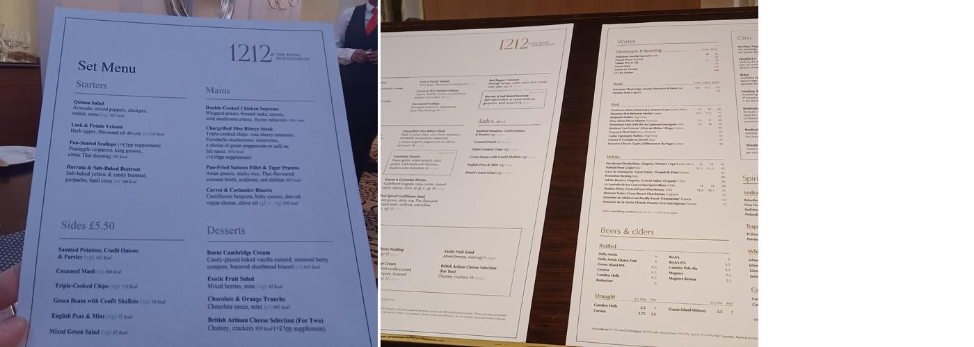 Restaurant The Lounge @ The Royal Horseguards Menu