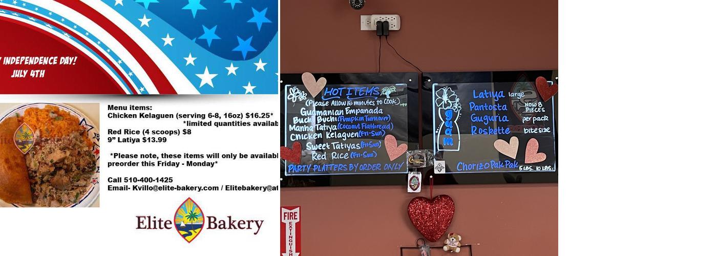 Elite Bakery Menu