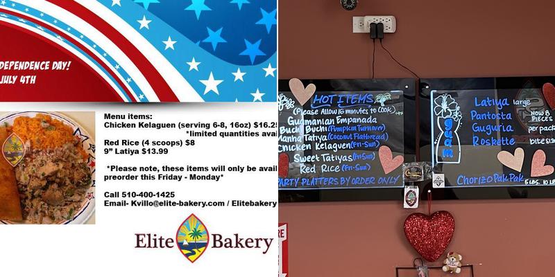 Elite Bakery Menu