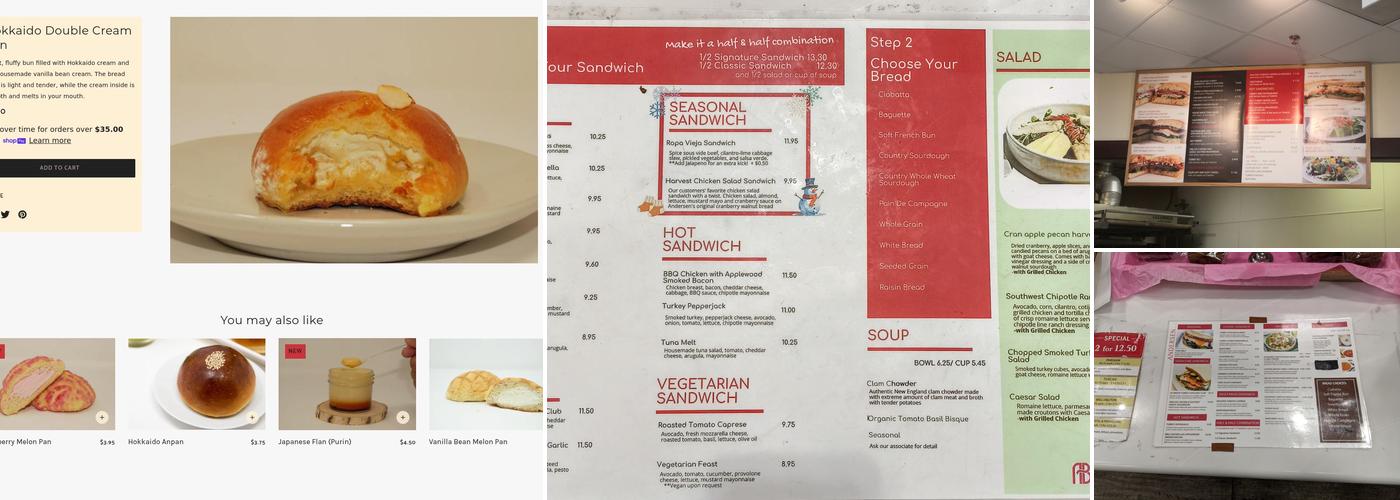 Andersen Bakery Menu