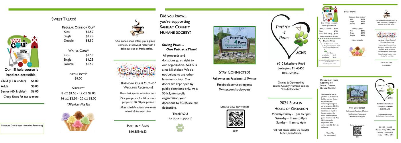 Puttin' 4 Paws Menu