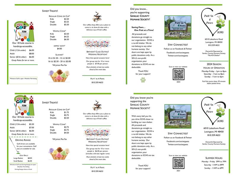 Puttin' 4 Paws Menu
