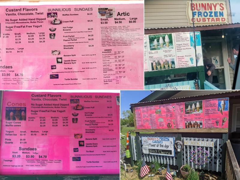 Bunny's Frozen Custard Menu