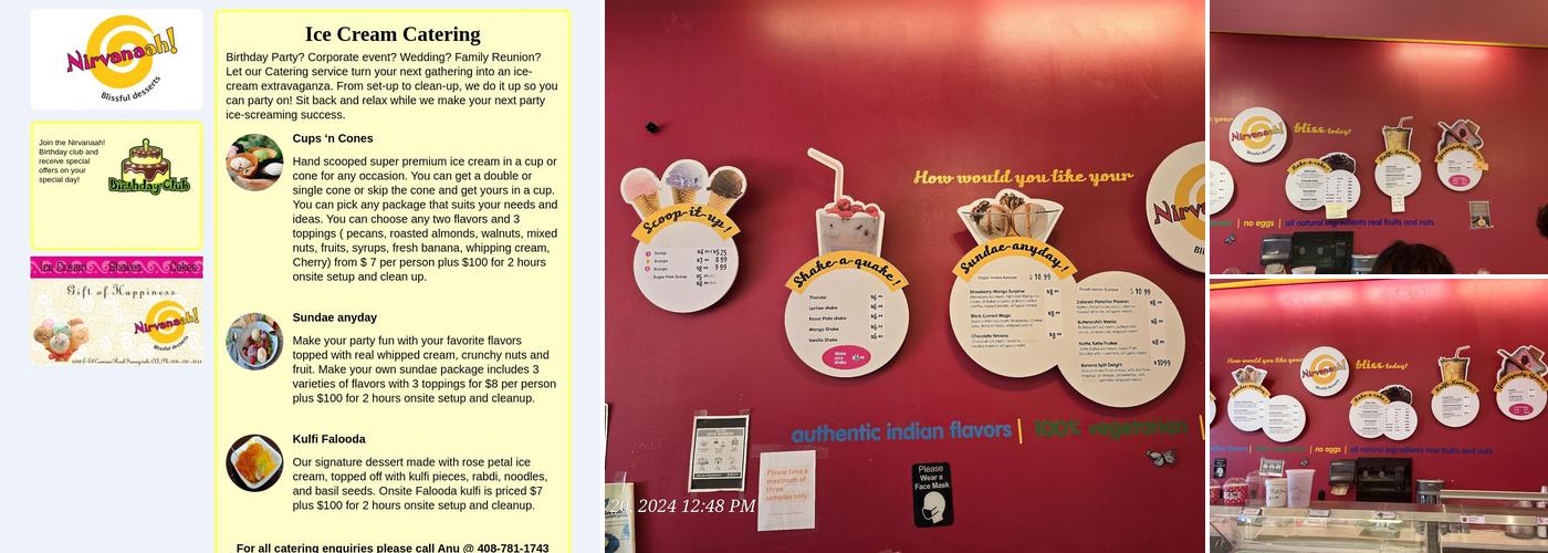 Nirvanaah ice cream Menu