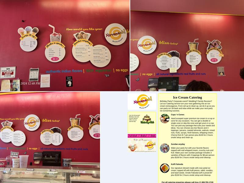 Nirvanaah ice cream Menu