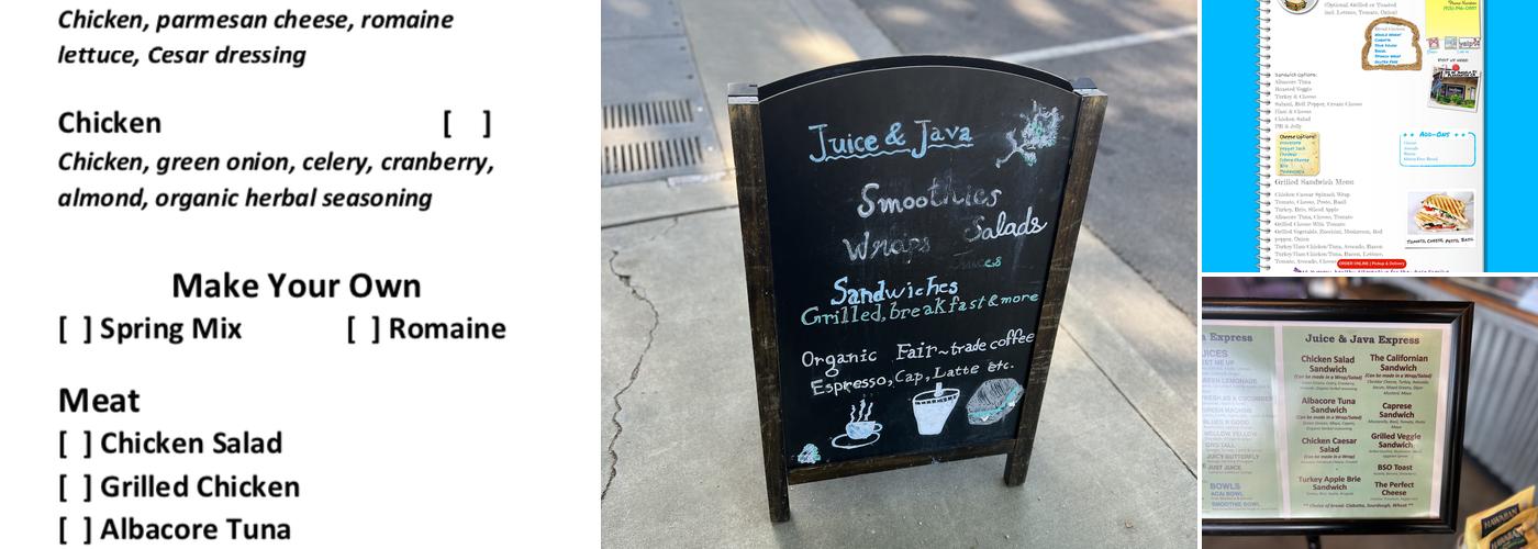 Juice and Java Express Menu