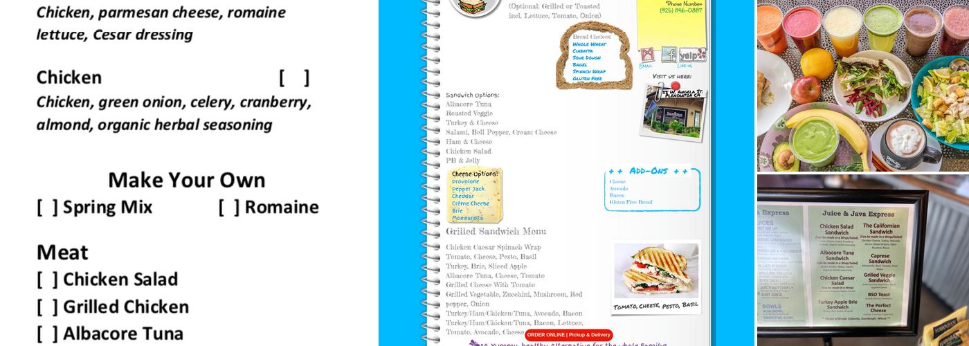 Juice and Java Express Menu