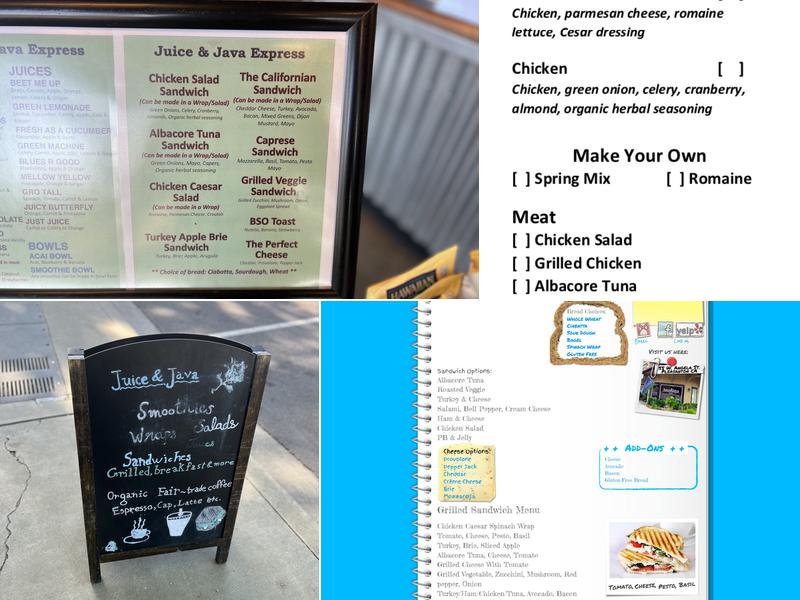 Juice and Java Express Menu