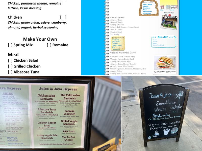 Juice and Java Express Menu