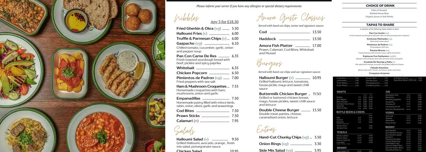 Amora Gusto Tapas & Bar Menu