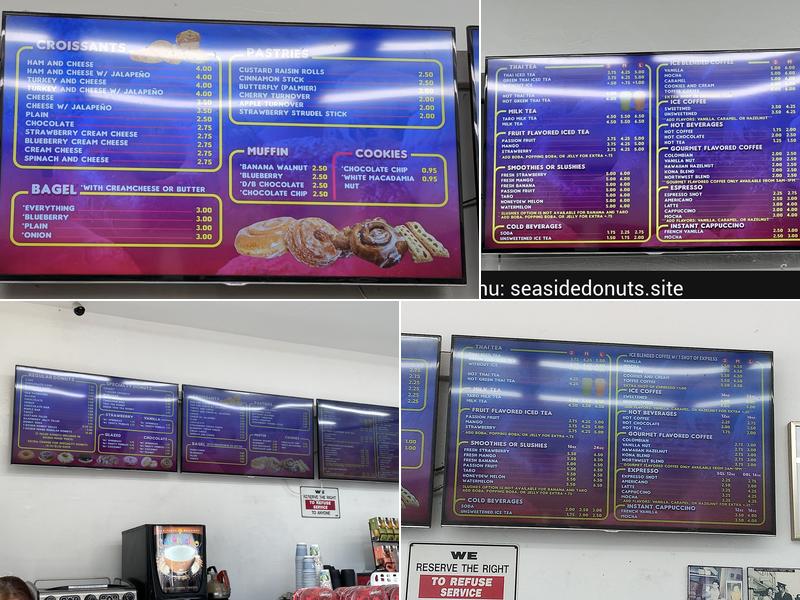 Seaside Donuts Bakery Menu