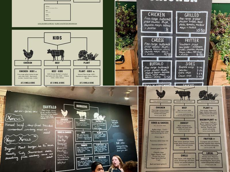 Honest Burgers Waterloo Menu