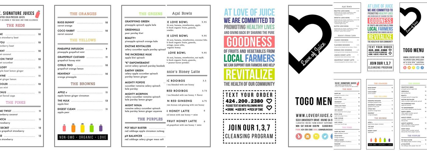 Love of Juice Menu