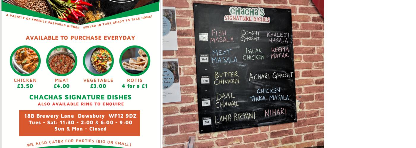 Chachas Curries Menu