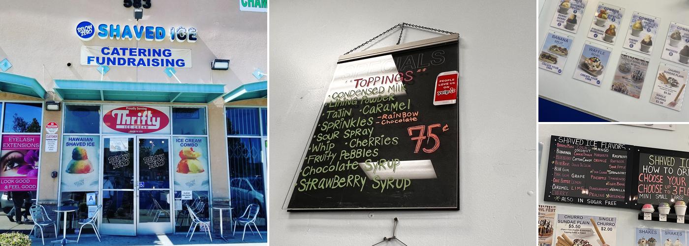 Below Zero Shave Ice Menu
