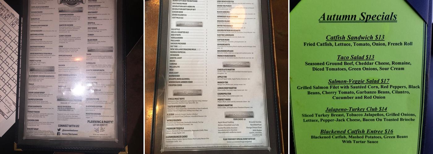 Seven Ten Social Menu