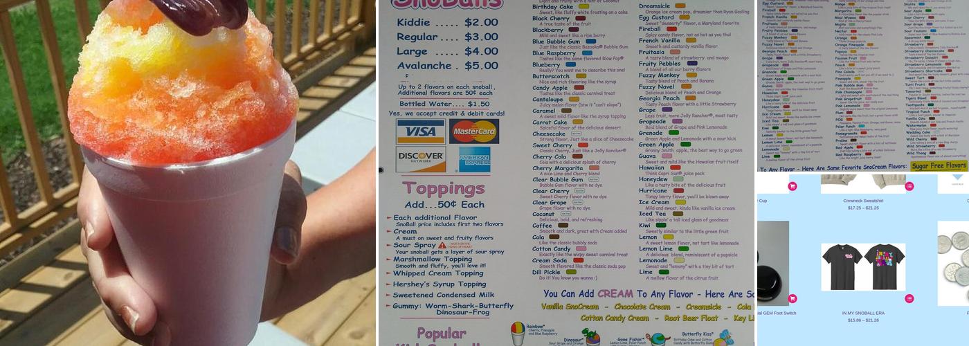 Pelican's Snoballs Menu