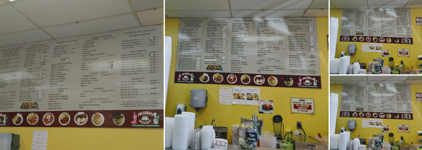 Yolanda's Bakery Menu