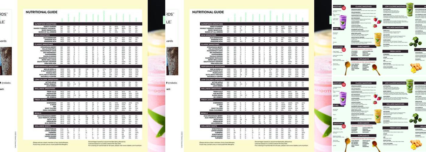 Robeks Fresh Juices & Smoothies Menu
