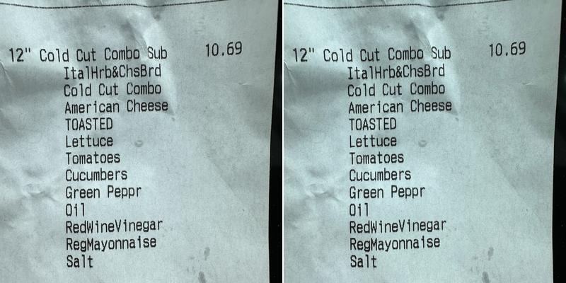 Subway Menu