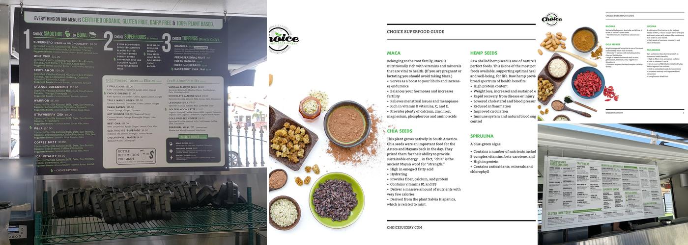 Choice Juicery Menu